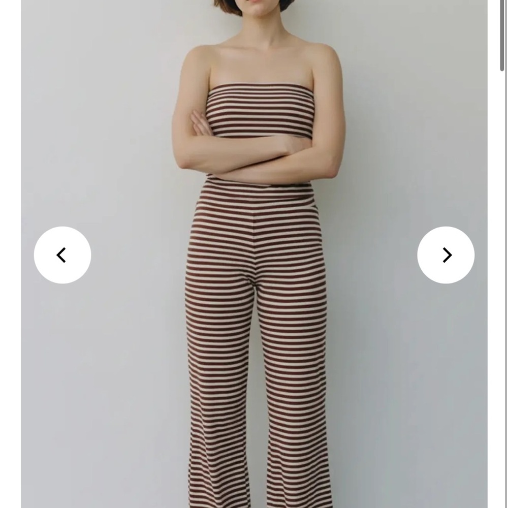 Striped Brown and White tube top and pants set